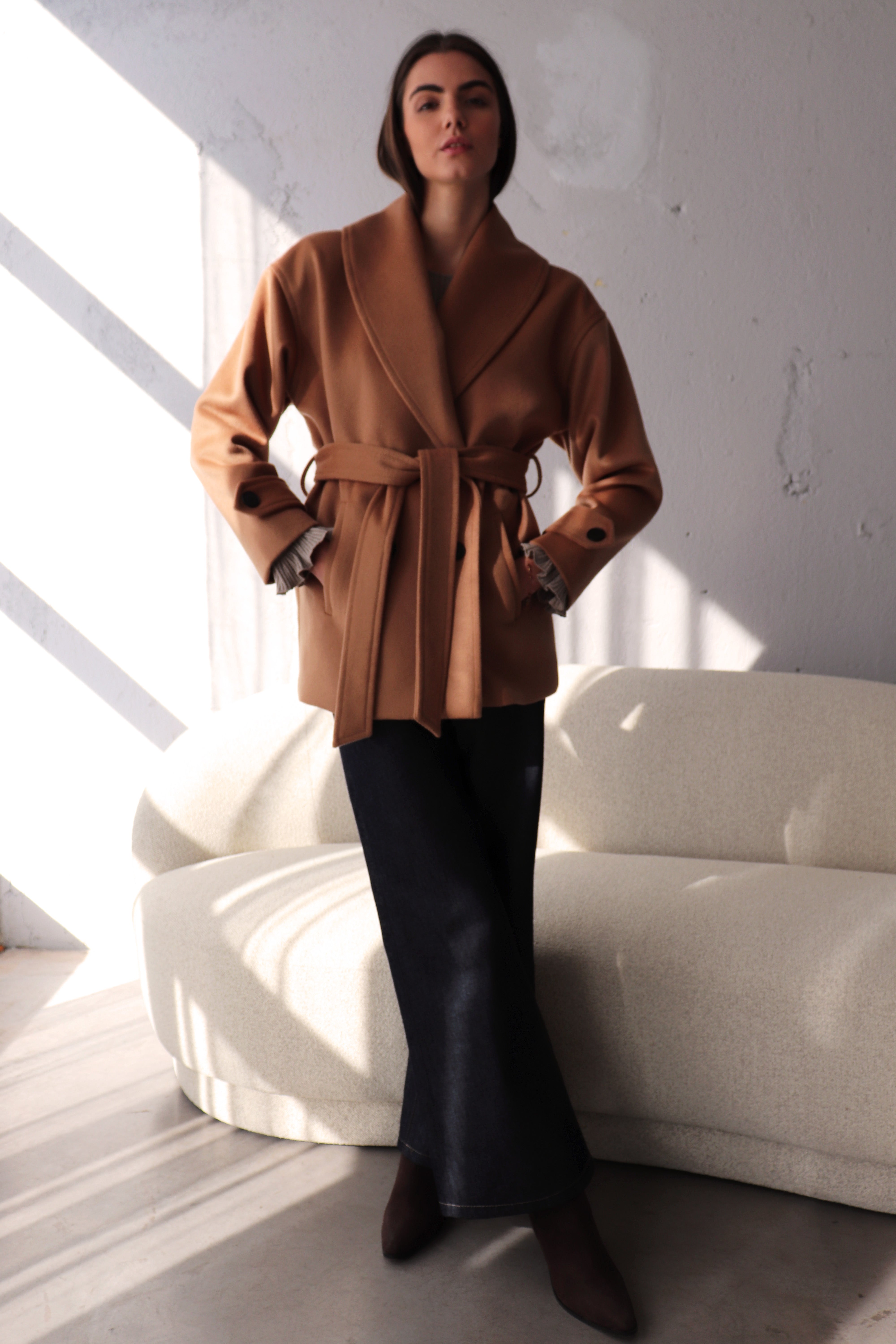 КАМЕЛ ПАЛТО С ШАЛ ЯКА