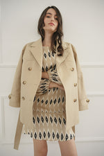 КЪСА БЕЖОВА РОКЛЯ С ПРИНТ