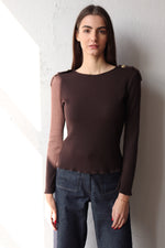 КАФЯВА РИПСЕНА БЛУЗА С ПАГОНИ