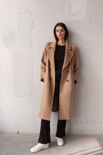 БЕЖОВО КАШМИРЕНО ПАЛТО ТИП ХАЛАТ