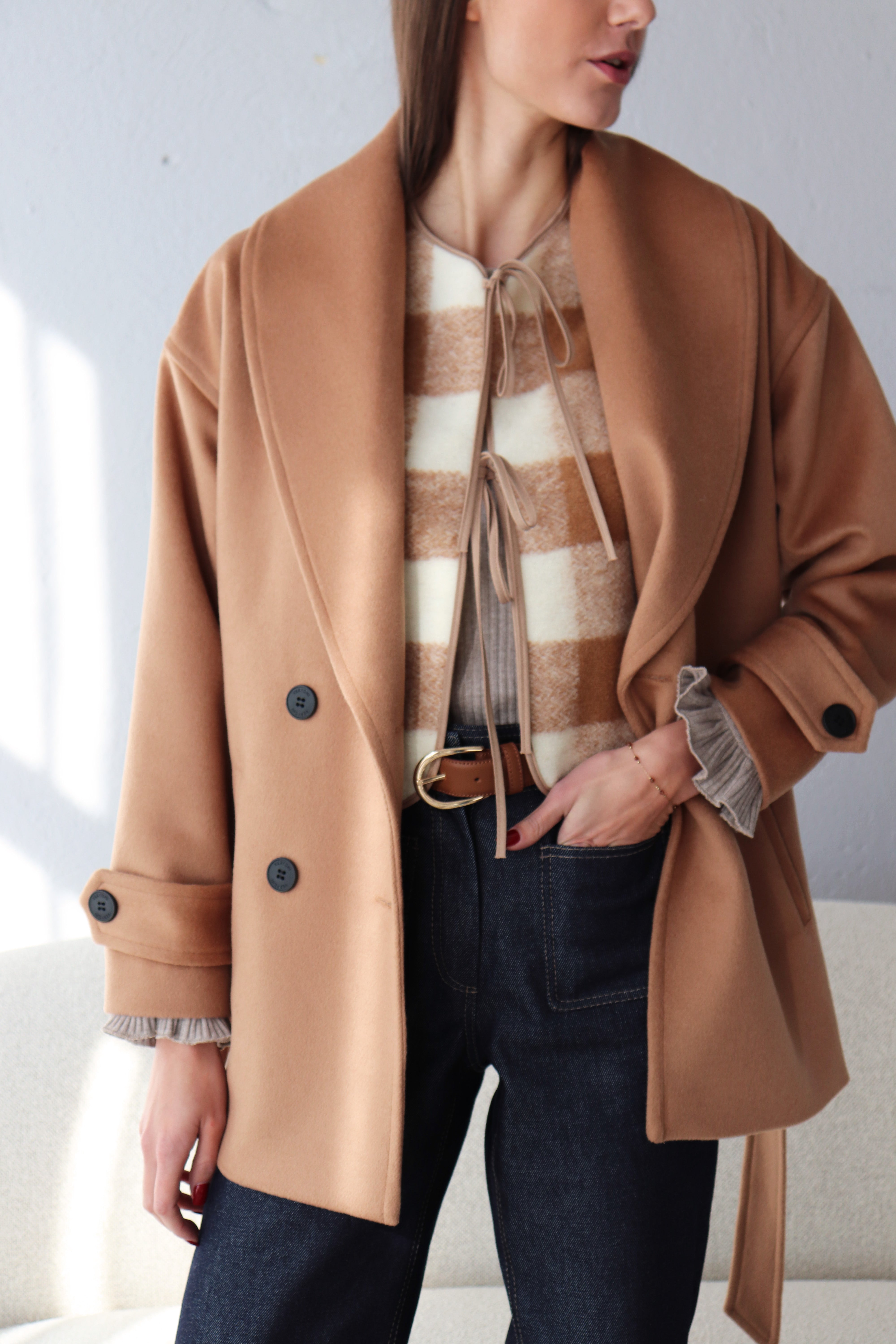 КАМЕЛ ПАЛТО С ШАЛ ЯКА