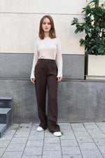 КАФЯВ ПАНТАЛОН СЪС СВОБОДЕН СИЛУЕТ