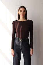 КАФЯВА РИПСЕНА БЛУЗА С ПАГОНИ