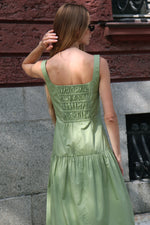 ПАМУЧНА ДЪЛГА РОКЛЯ С НАБОРИ