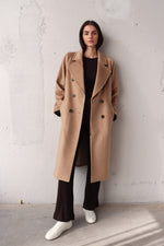 БЕЖОВО КАШМИРЕНО ПАЛТО ТИП ХАЛАТ