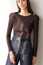 КАФЯВА РИПСЕНА БЛУЗА С ПАГОНИ