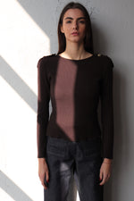 КАФЯВА РИПСЕНА БЛУЗА С ПАГОНИ