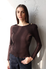 КАФЯВА РИПСЕНА БЛУЗА С ПАГОНИ