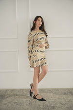 КЪСА БЕЖОВА РОКЛЯ С ПРИНТ