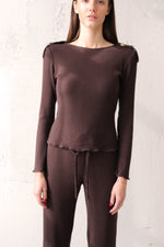 КАФЯВА РИПСЕНА БЛУЗА С ПАГОНИ